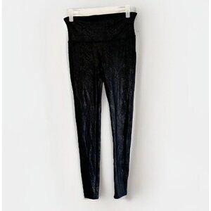 Spanx Womens Python Coated Leggings Pants Size L Black Mid Rise Baddie Grunge
